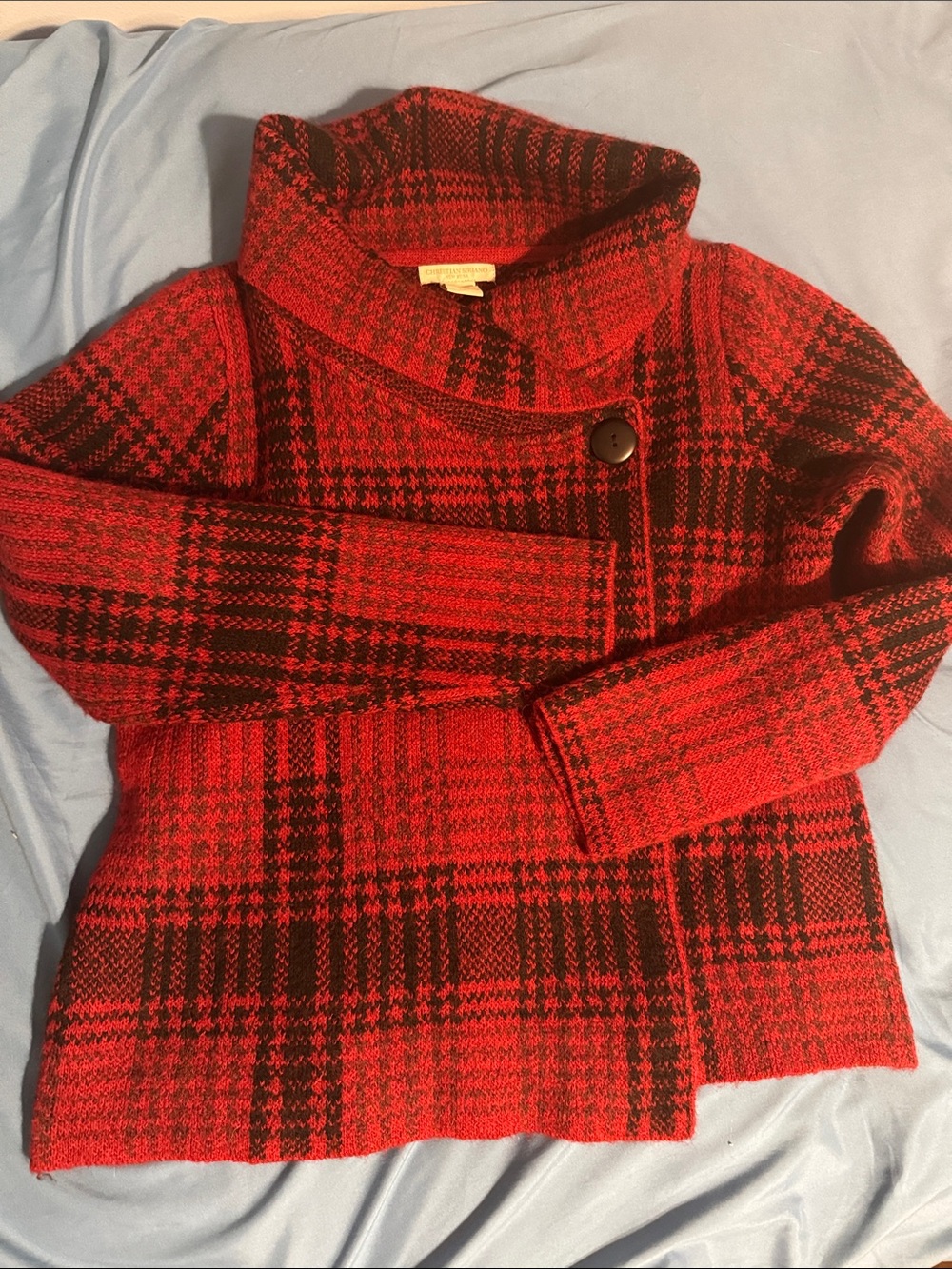 Christian Siriano Red and Black Knit  Sweater Jacket L
